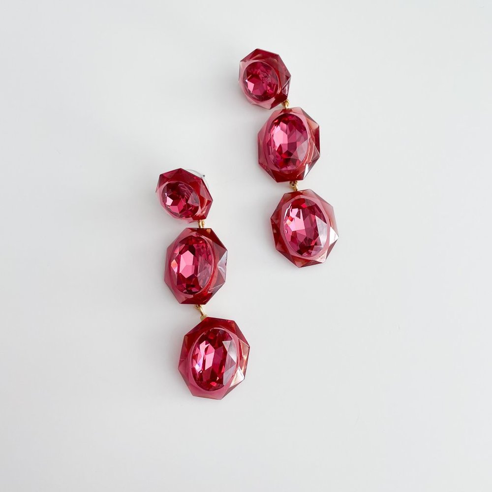 J. Crew Sparkly Drop Earrings (Fuschia) - Picture 2 of 5